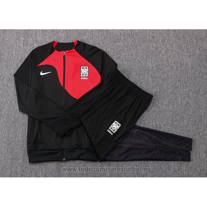 Chandal de Chaqueta del Corea del Sur 2022-2023 Negro y Rojo